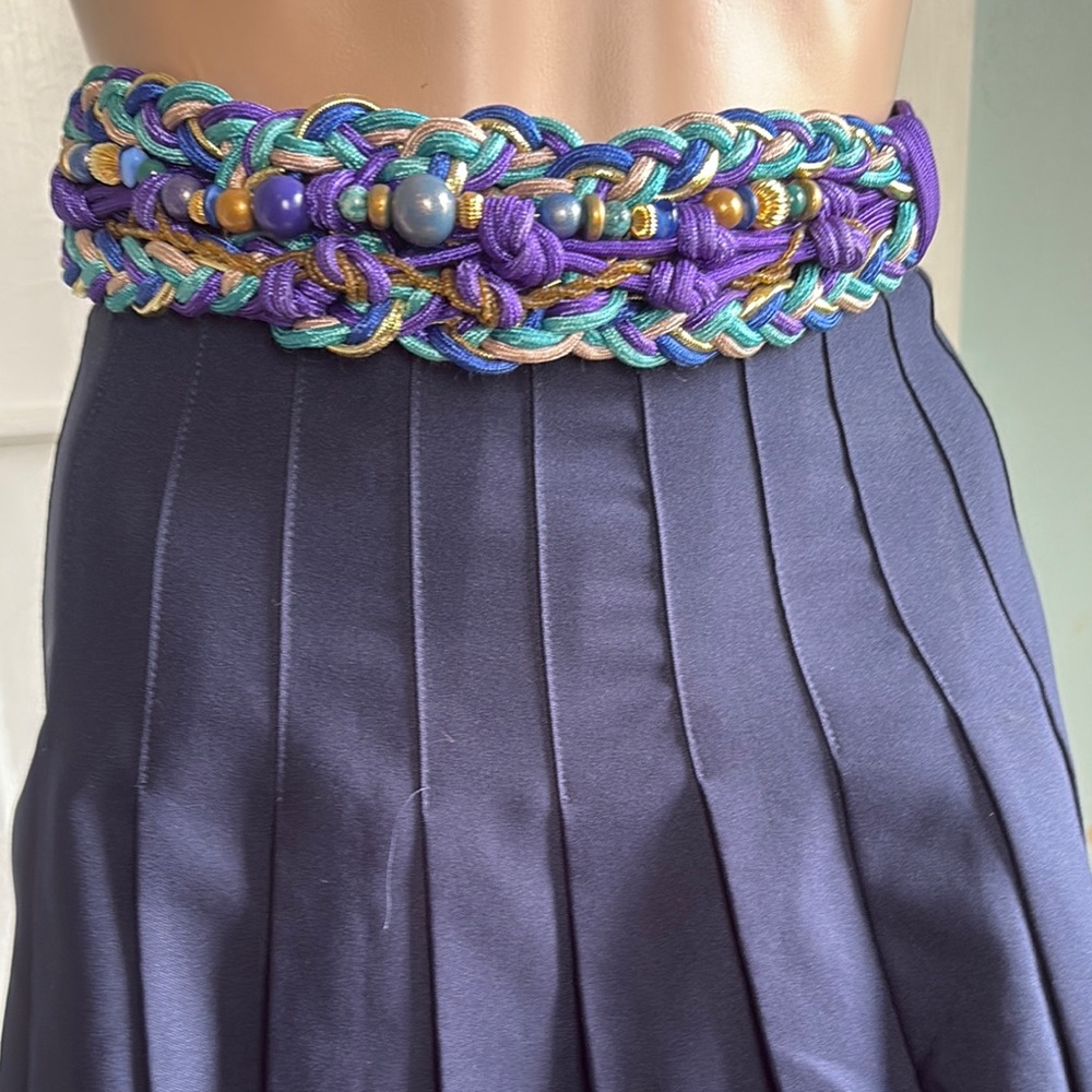 Purple and Blue Braided Belt with Metallic Shine